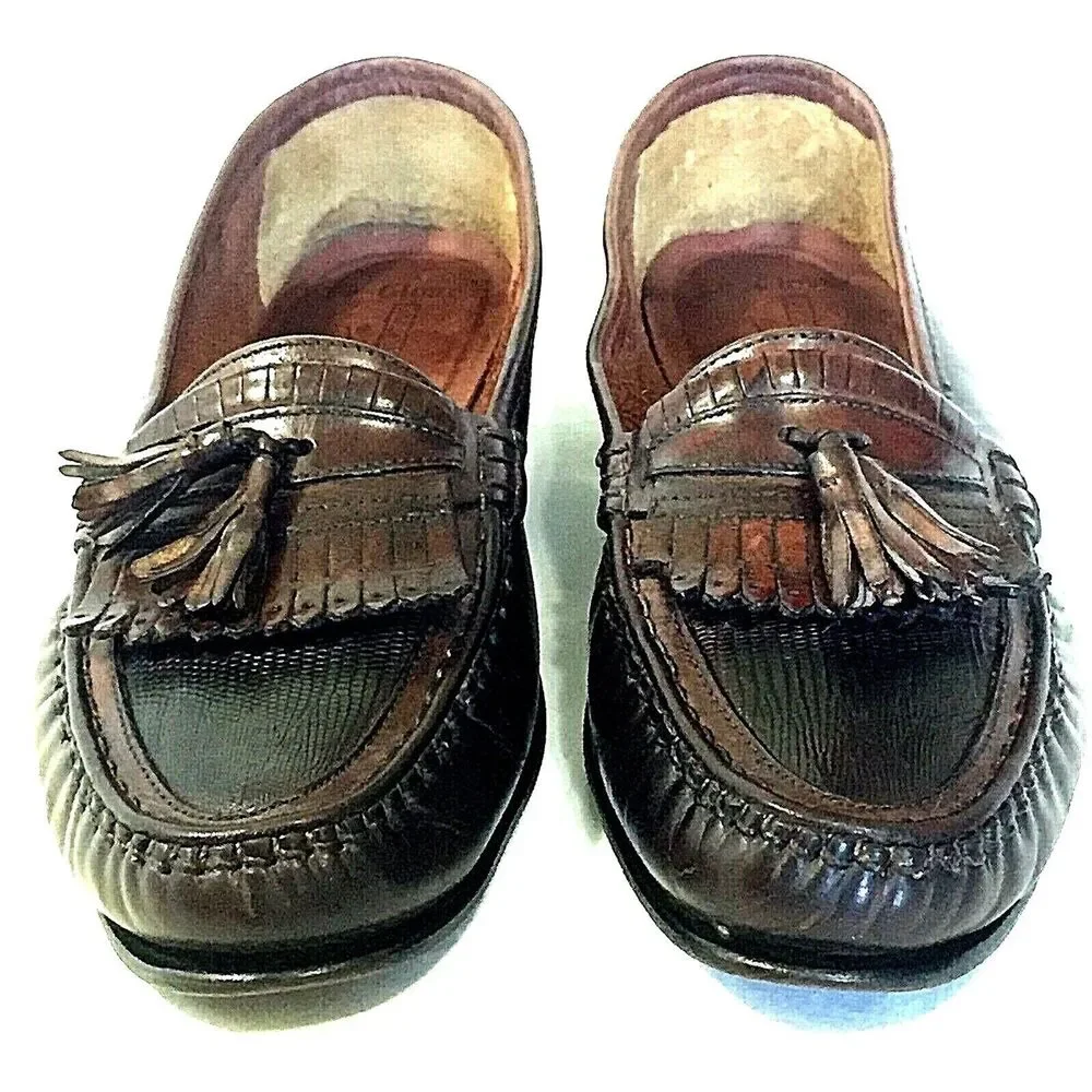 Giorgio Brutini Shoe 9.5 D Lizard Kiltie Tassel Loafer Le Glove Brown Preppy
